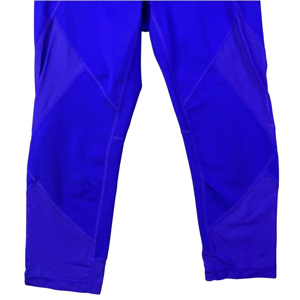 Athleta Royal Blue Cropped Activewear Mesh Curout Leggings Womens Small